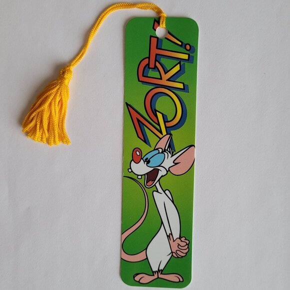 Vintage 90s Pinky Brain Zort! Tassel Bookmark Animaniacs Warner, 1995, KBO-12335 - Picture 3 of 13